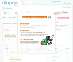 Diapers.com Shipping options