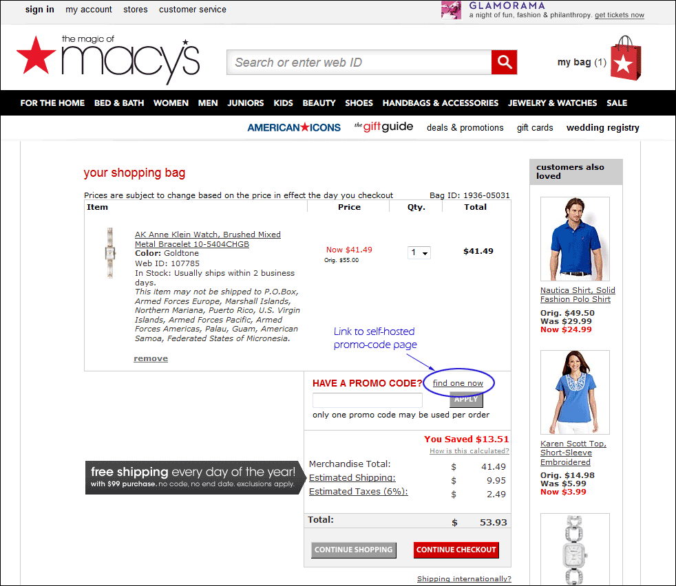 Macy's promo hot sale code online