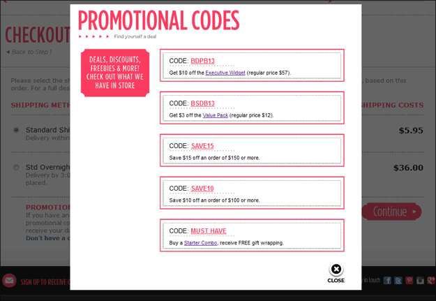 Our Coupon Codes page