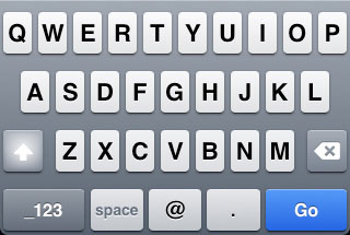 iPhone Email keyboard