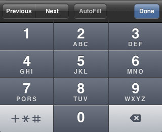 iPhone phone keypad