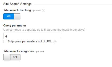 Site Search Configuration in Google Analytics