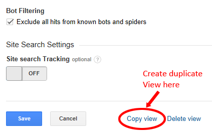 Copy A View in Google Analytics