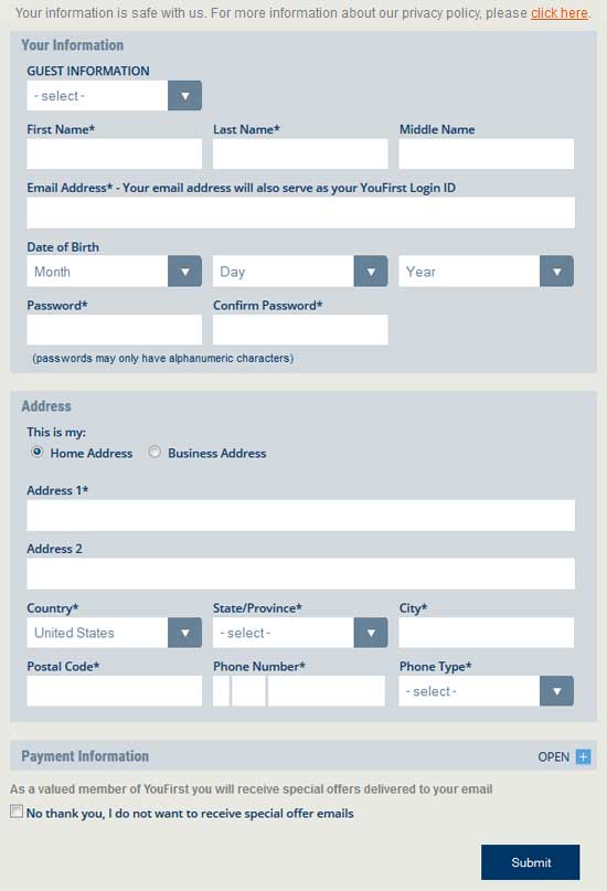 YouFirst sign-up form