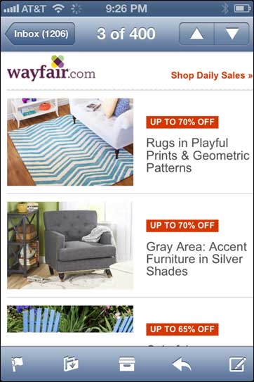 Wayfair Responsive Email (mobile)