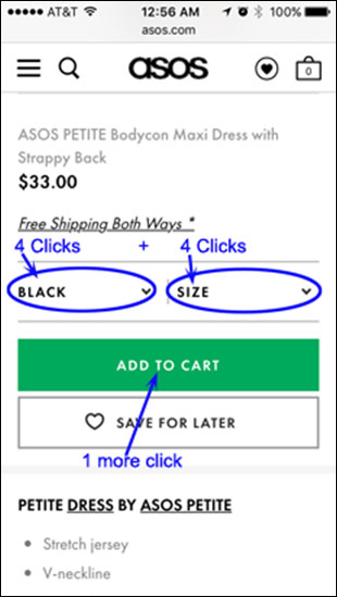 ASOS add to Cart section